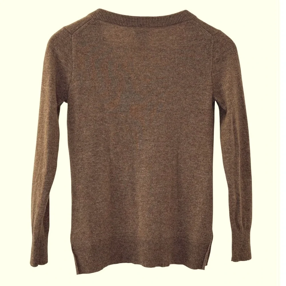 J.Crew 100% Cashmere V-Neck Sweater Women's XXS Brown Classic Soft Knit Pullover